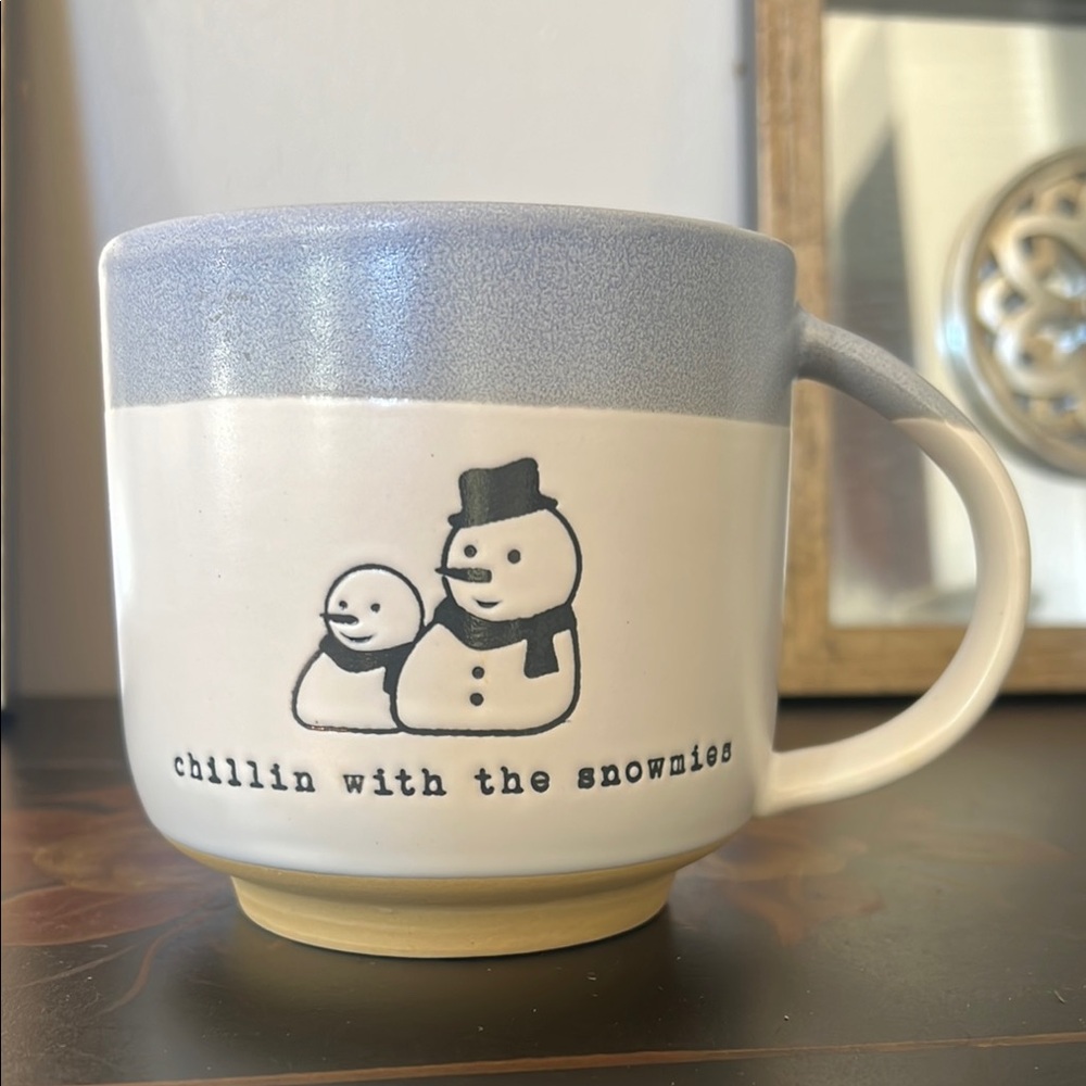 Snowman “Chillin with my Snowmies” Mug in Blue and Cream